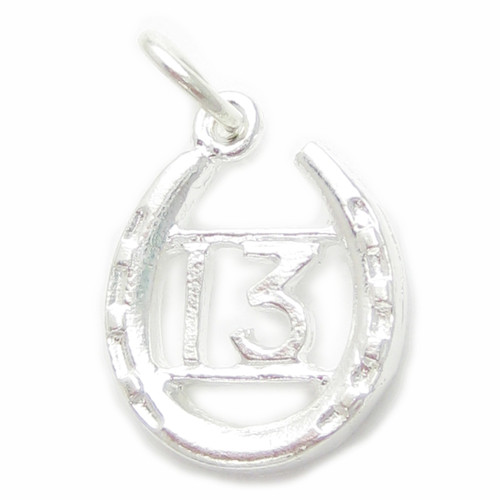 13 in a lucky horseshoe sterling silver charm .925 Thirteen charms