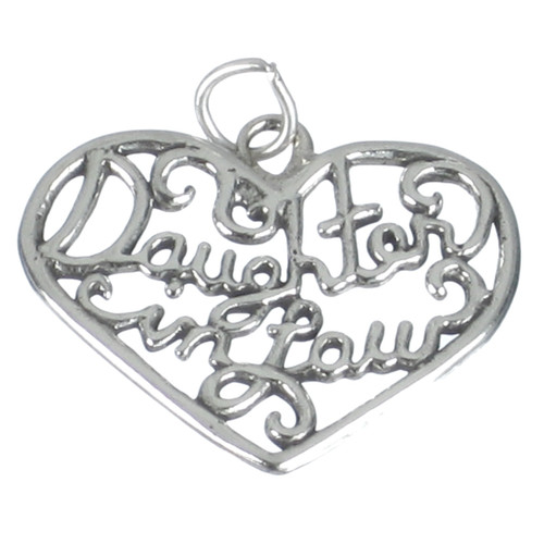 Daughter in Law sterling silver heart charm pendant .925 x 1 Daughters