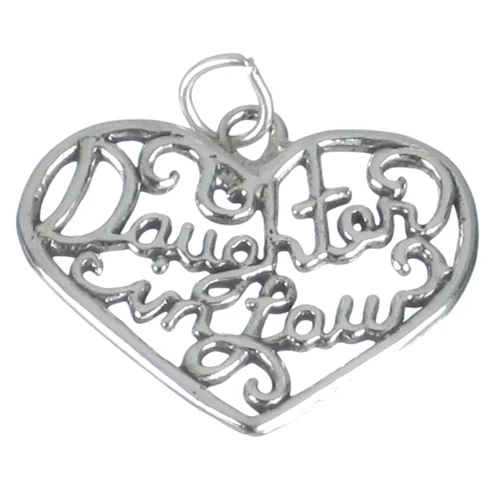 Daughter in Law sterling silver heart charm pendant .925 Daughters
