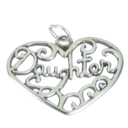 Daughter sterling silver heart charm pendant .925 x 1 Daughters Hearts