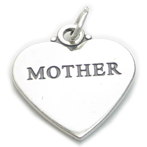 Mother sterling silver heart charm pendant .925 x 1 Family charms