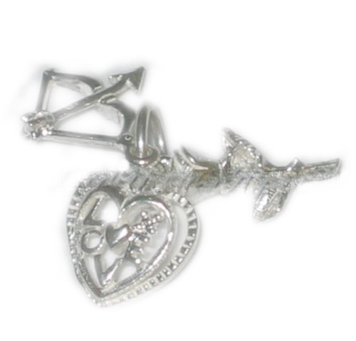 Love Set sterling silver charm Rose Heart Arrow .925 x 1 Loving charms