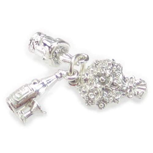 Flowers - Candle - Wine sterling silver charm .925 Romance charms