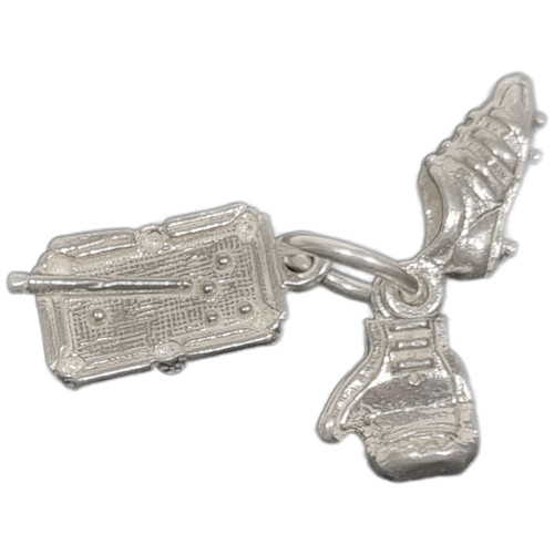 Pool Football Boot Boxing Glove set of 3 sterling silver charm .925 Sports