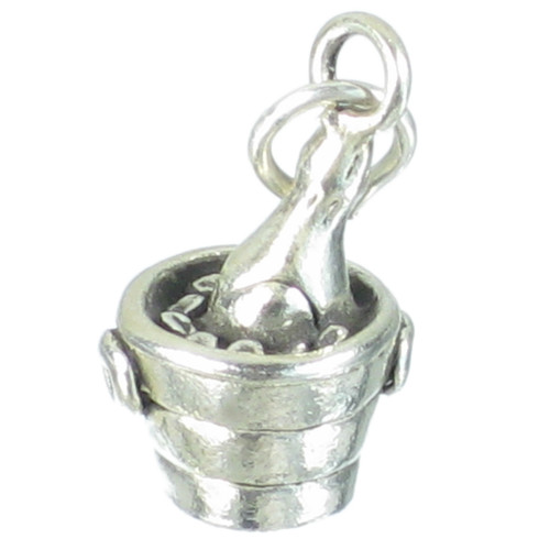 Champagne in Ice Bucket sterling silver charm .925 Celebration charms