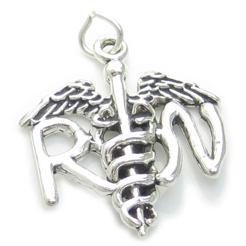 RN Registered Nurse large sterling silver charm .925 Nursing charms