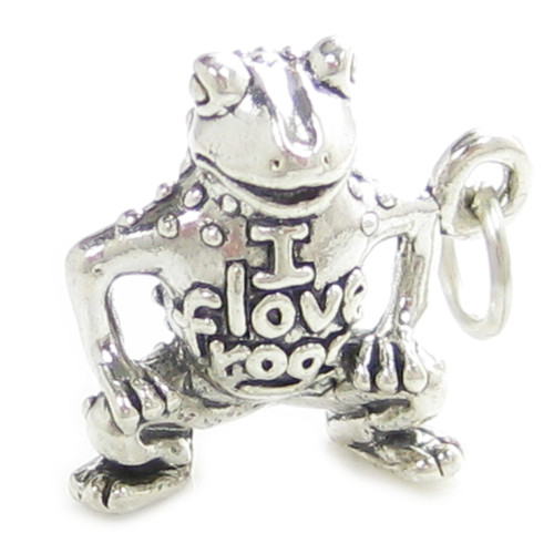 I Love Frogs Frog sterling silver charm .925 x 1 Toad Toads charms