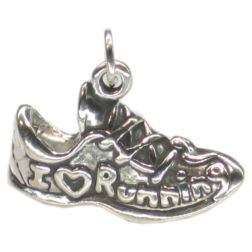 I Love Running 2D sterling silver shoe charm .925 Runners charms