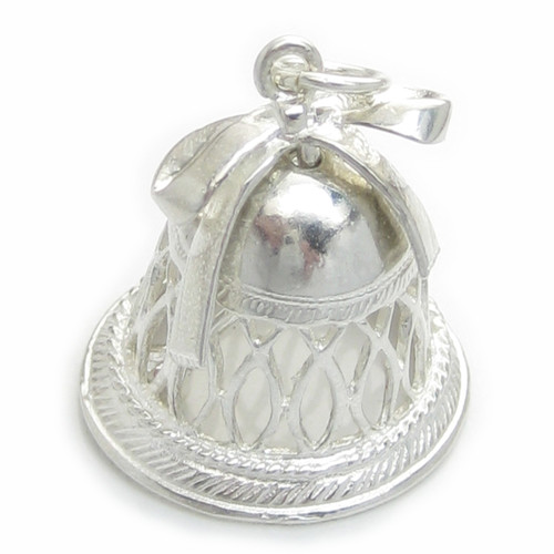 Bell large sterling silver charm .925 x 1 Moving clapper Church Wedding