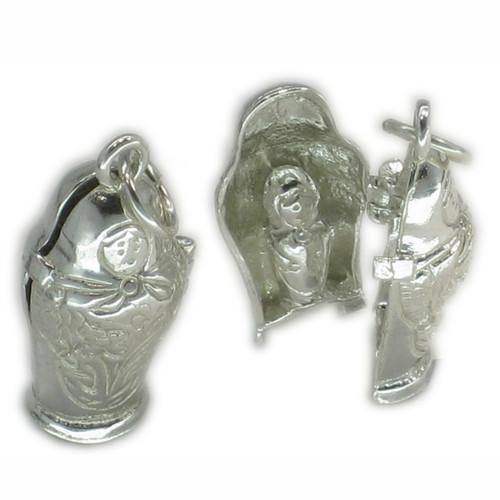 Russian doll sterling silver opening charm .925 x1 Matryoshka dolls charms