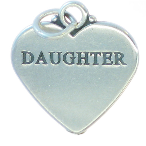 Daughter affirmation sterling silver love heart charm pendant .925