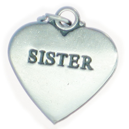 Sister affirmation sterling silver heart charm pendant .925 x 1 Sisters
