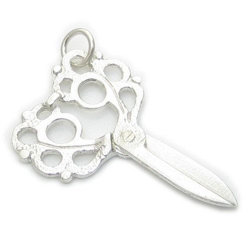 Fancy Scissors sterling silver charm .925 x 1 NON OPENING scissor charms