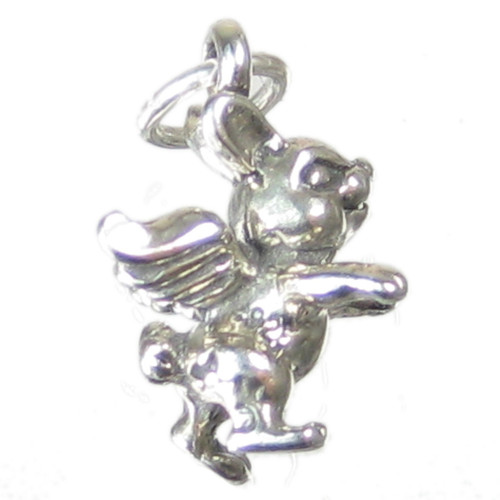 Bunny Rabbit Angel sterling silver charm .925 x 1 Rabbits Angels charms