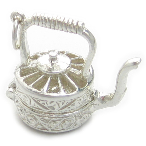 Large Opening Kettle Sterling Silver Charm .925 Kettles charms