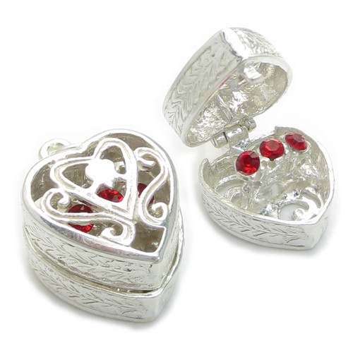 Opening Heart Ring Box sterling silver charm .925 x 1 Love charms