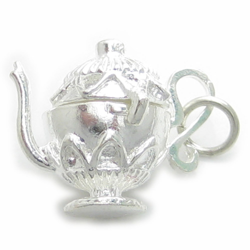 Teapot opening sterling silver charm .925 x 1 Teapots charms