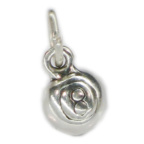 8 ball SMALL sterling silver charm .925 x 1 Pool Black balls charms