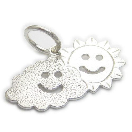 Sun Appering over a cloud sterling silver charm .925 Weather Charms