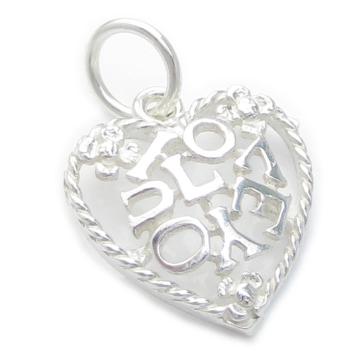 I Love You sterling silver charm pendant .925 x 1 Love charms
