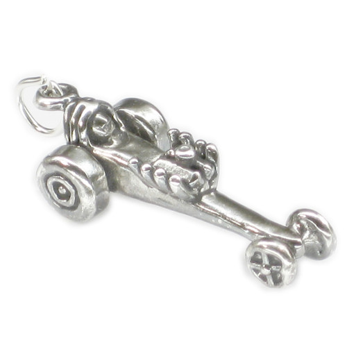 Dragster sterling silver charm .925 x 1 Drag Racing charms