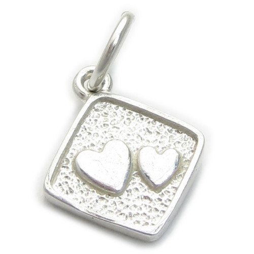 Double Heart Sterling Silver Charm .925 x 1 hearts love charms