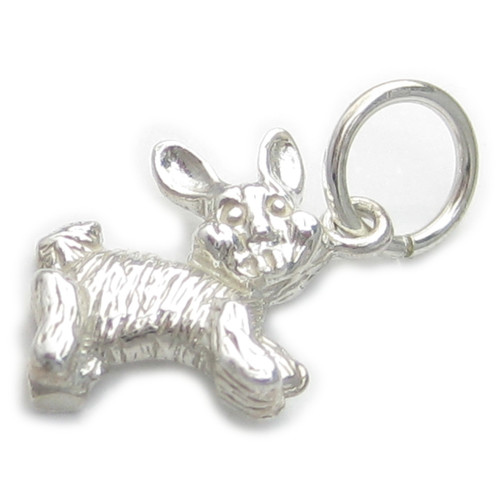 Bunny Rabbit 2d sterling silver charm .925 x 1 Rabbits charms