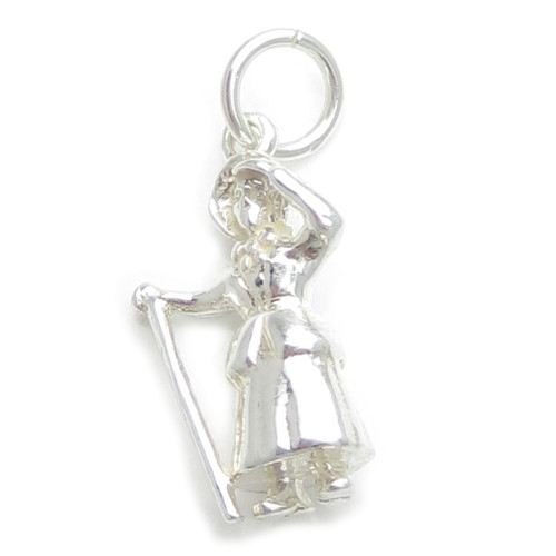 Little Bo Peep sterling silver charm .925 x 1 Nursery Rhyme charms A1