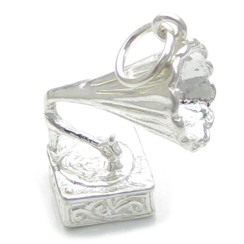 Gramophone sterling silver charm .925 x 1 Gramaphone music charms N