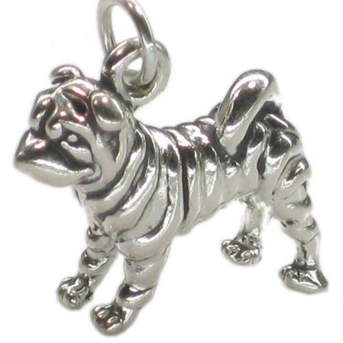 Shar Pei dog sterling silver charm .925 x 1 SharPei dogs charms