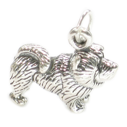 Chow Dog Heavy sterling silver charm .925 Chows dogs charms