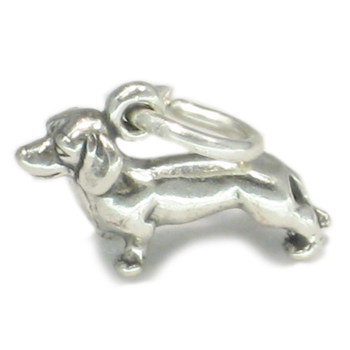 Daschund Dachshund Dog sterling silver TINY charm .925 x 1 dogs charms