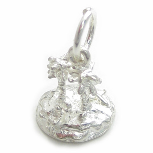 Palm Trees on Desert Island small sterling silver charm .925 x 1