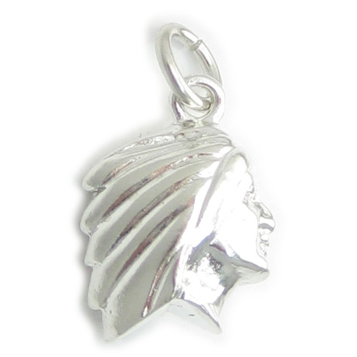Solid Native American Indian sterling silver charm .925 x1 Indians charms
