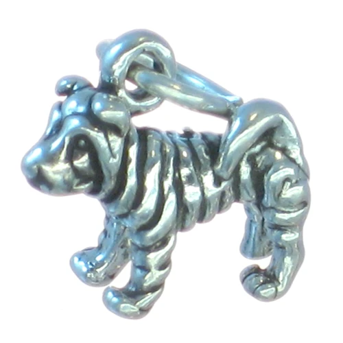 Shar-Pei Dog small sterling silver charm .925 Dogs Shar Pei charms