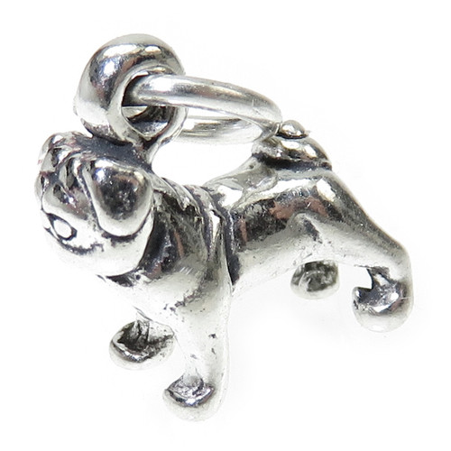 Pug Dog TINY sterling silver charm .925 Pugs Dogs charms