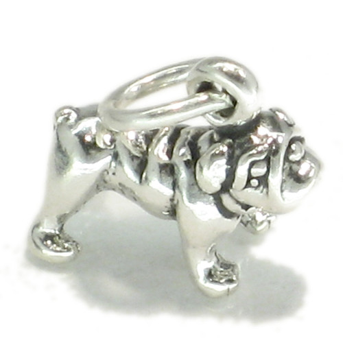 Bull Dog Bulldog sterling silver SMALL charm .925 x 1 Bulldogs charms