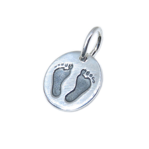 Baby Feet sterling silver charm .925 Babys Footprints Babies charms