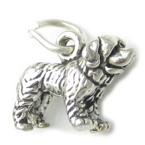 Saint Bernard Dog small sterling silver charm .925 St Bernards dogs
