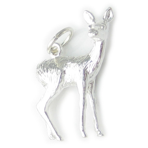 Deer sterling silver charm .925 x 1 Doe Stag Fawn charms
