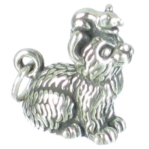 Cat with a cheeky mouse on its head sterling silver charm .925 Cats