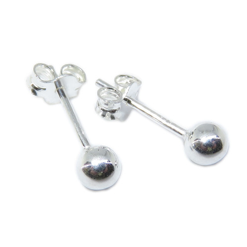 4mm SMALL sterling silver ball stud earrings .925 pair balls beads studs