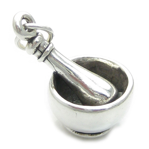 Pestle and Mortar sterling silver charm .925 x 1 Medical and Cooking