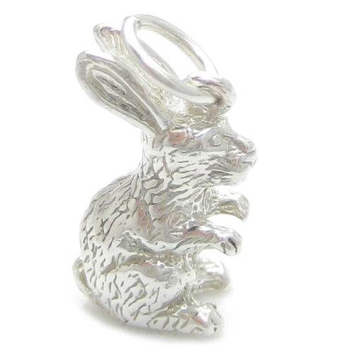 Rabbit sterling silver charm .925 x 1 Bunny Rabbits Hare Hares charms A1