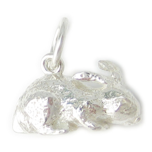 Rabbit sterling silver charm .925 x 1 Bunny Rabbits charms