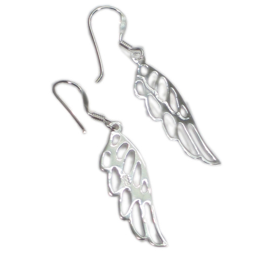 Angel Wings sterling silver drop earrings .925 x 1 pair Angels wing
