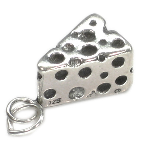 Swiss Cheese sterling silver charm .925 x 1 Cheeses charms