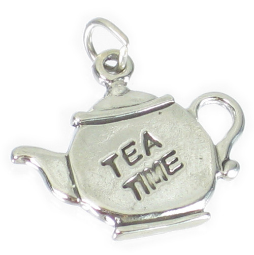 Tea pot sterling silver charm .925 x 1 Tea Time Teapot charms