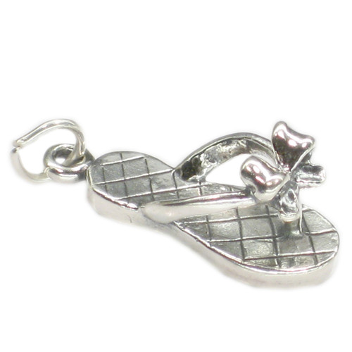 Sandal with bow sterling silver charm .925 Sandle charms