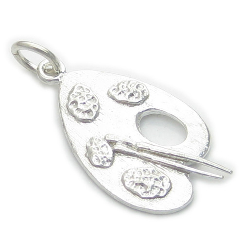 Artists paint pallet - brushes sterling silver charm .925 x 1 Art charms